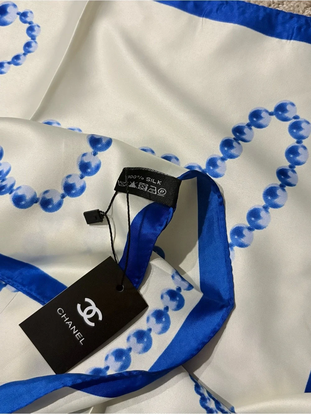 Chanel Silk chic Scarf CC Logo Pink White Square 35x35 ‼️LAST ONE LEFT